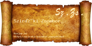 Sziráki Zsombor névjegykártya